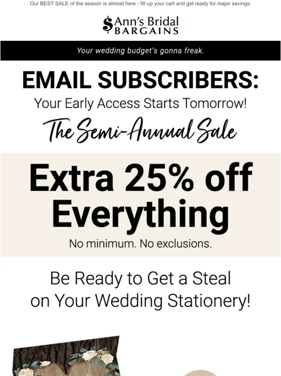 Ann's Bridal Bargains Tomorrow ποΈ You're Getting Early Access! Milled