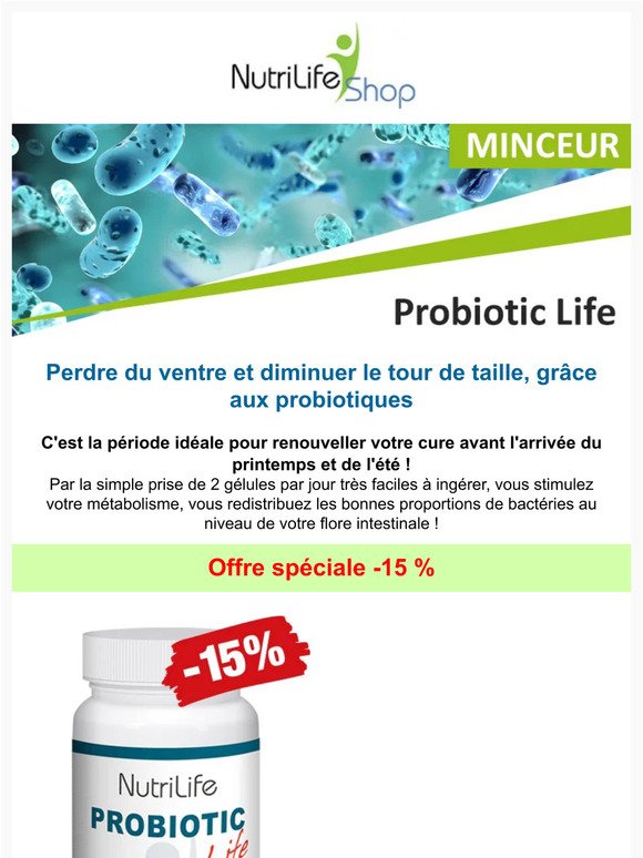 Probiotic life Lactobacillus gasseri pour la perte de poids à -15%