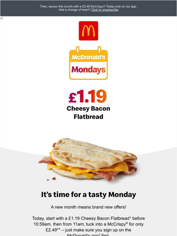 McDonald's UK Grab a £1.19 Cheesy Bacon Flatbread 😍 Milled