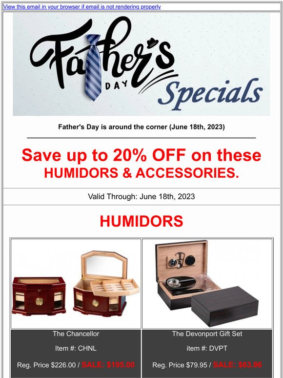 Spoil Dad this Father's Day: Exclusive Offers on Cigar Humidors & Accessories!