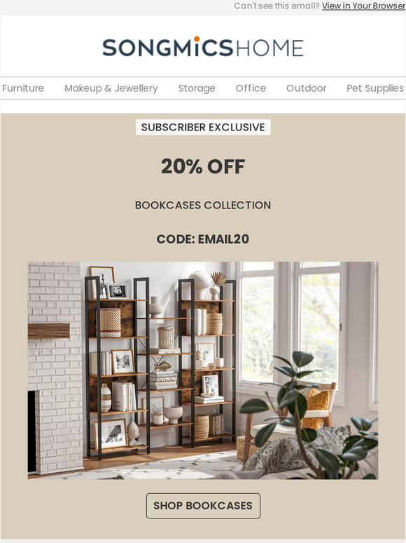 Need a bookcase? Get 20% off before you buy it!