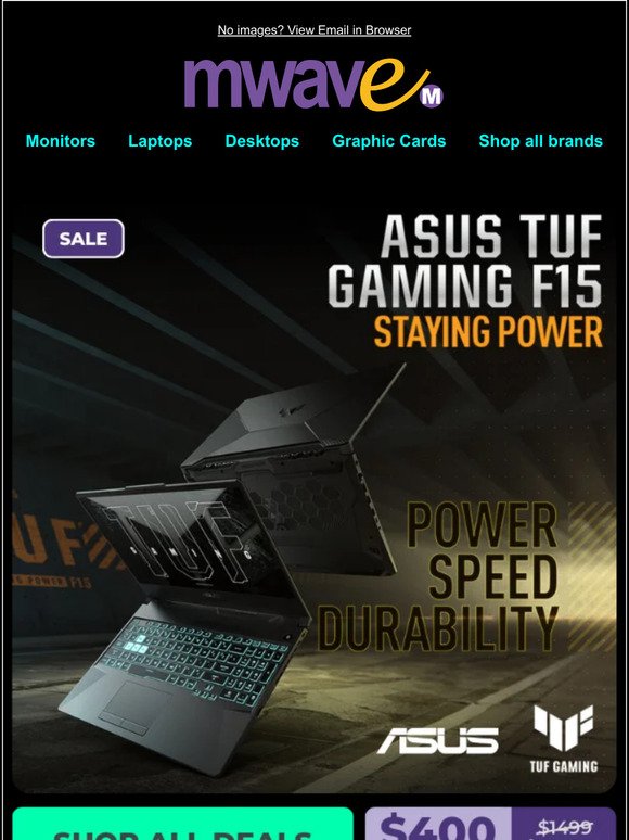 HUGE! $400 OFF ASUS TUF F15 Gaming Laptop