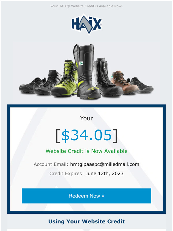 Your [$34.05] Website Credit