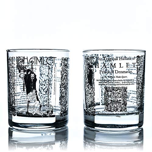 Image of Greenline Goods Whiskey Glasses – Shakespeare Gifts – Hamlet (Set of 2) | Literature Rocks Glass Set