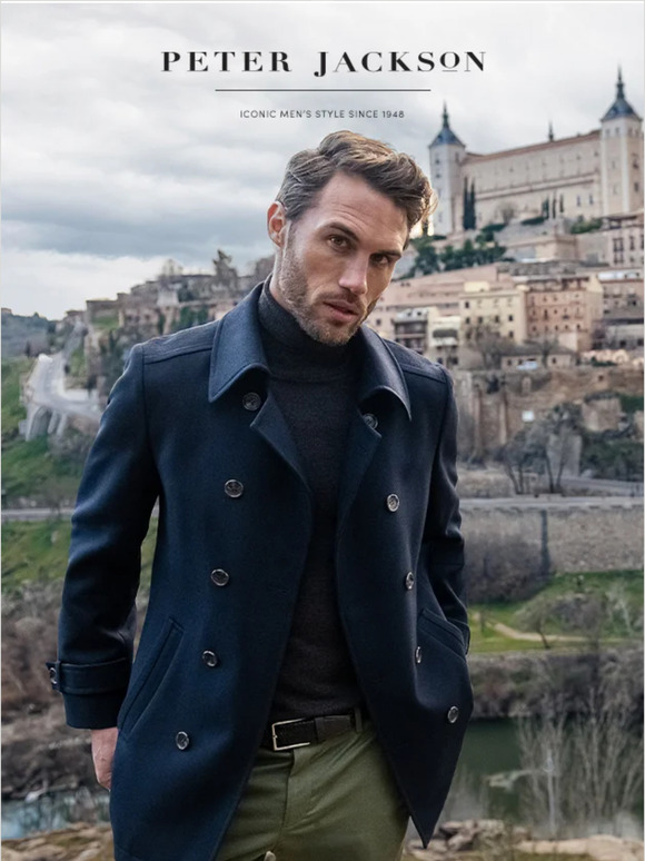 Winter's Charm: Navy Peacoat Meets Turtleneck Knit