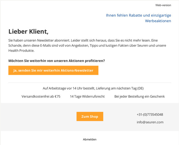 Möchten Sie unseren Newsletter weiterhin erhalten?