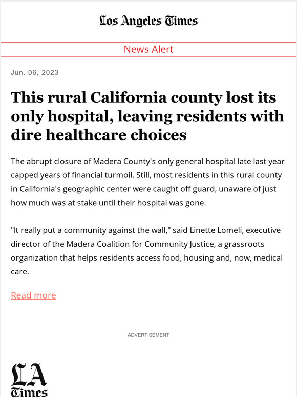 Los Angeles Times This rural California county lost its only hospital