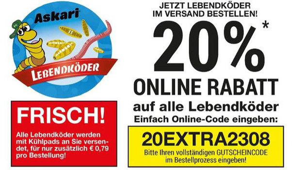 20% EXTRA auf Lebendköder! 