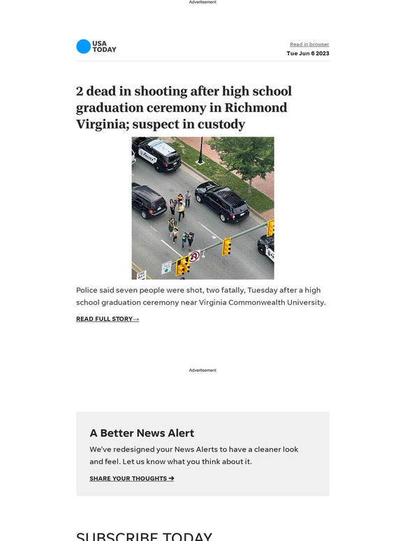 USA TODAY: News Alert: 2 Dead In Shooting After High School Graduation ...