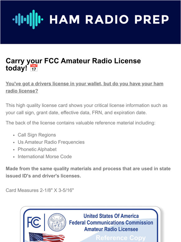 Carry your Physical Ham Radio License Today! 💳