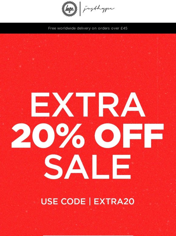 Hurry: ⚡ Extra 20%  off sale⚡