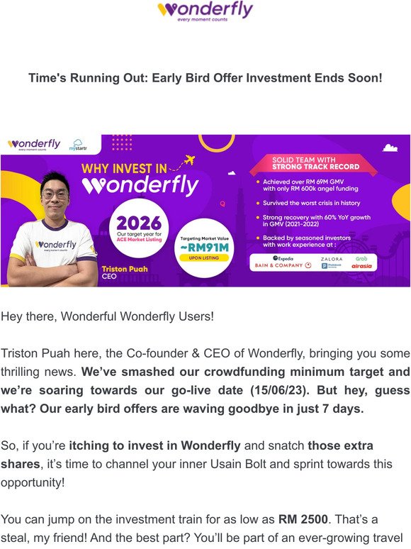 ⏰ 7 Days Left for Early-Bird Investment Offers!