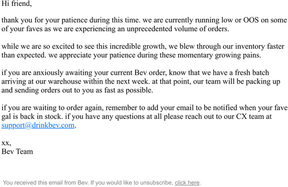 upcoming order and shipment delays