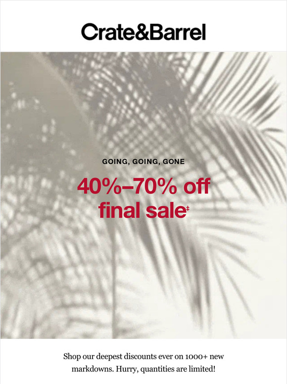 Crate and Barrel Email Newsletters Shop Sales, Discounts, and Coupon Codes