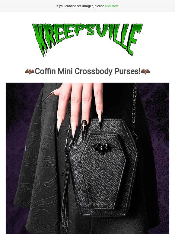 Kreepsville Coffin Mini Crossbody Bat Purse