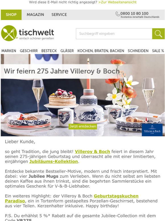 tischwelt gratuliert: 275 Jahre Villeroy & Boch