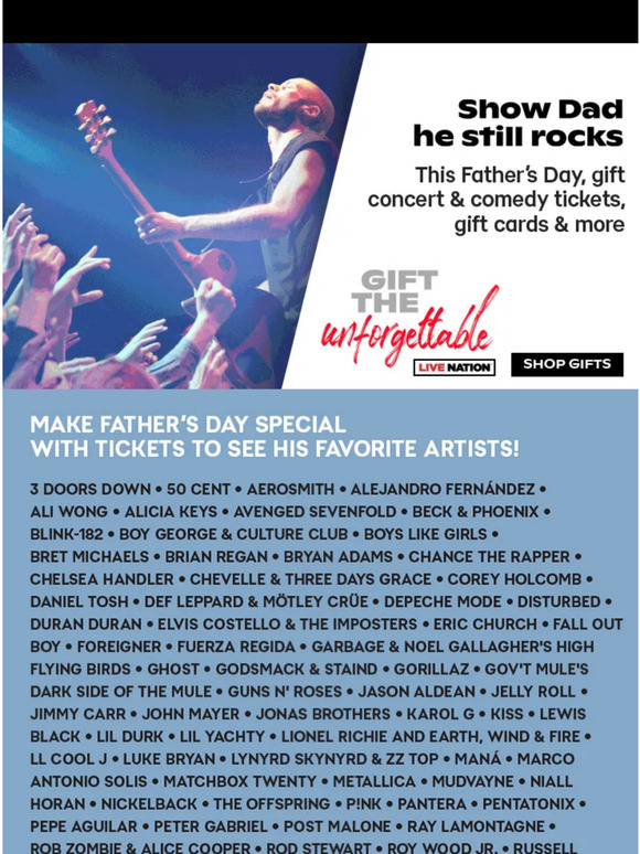 LiveNation Celebrate Father's Day & Show Dad He Still Rocks Milled