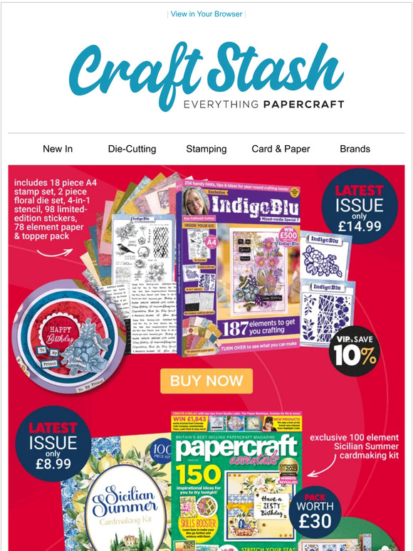 Craft Stash NEW IndigoBlu Box Kit & Papercraft Essentials Magazine