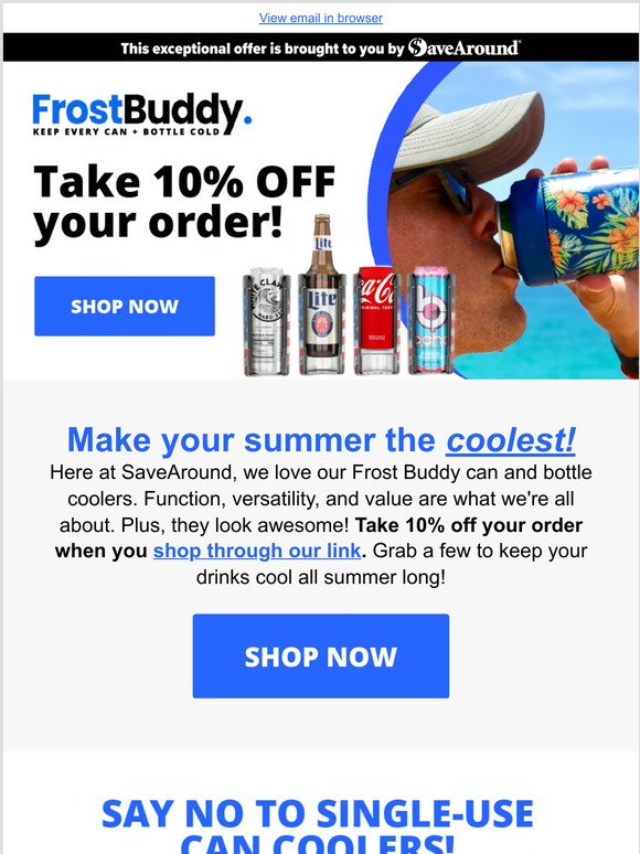 10% Off Frost Buddy Can & Bottle Coolers