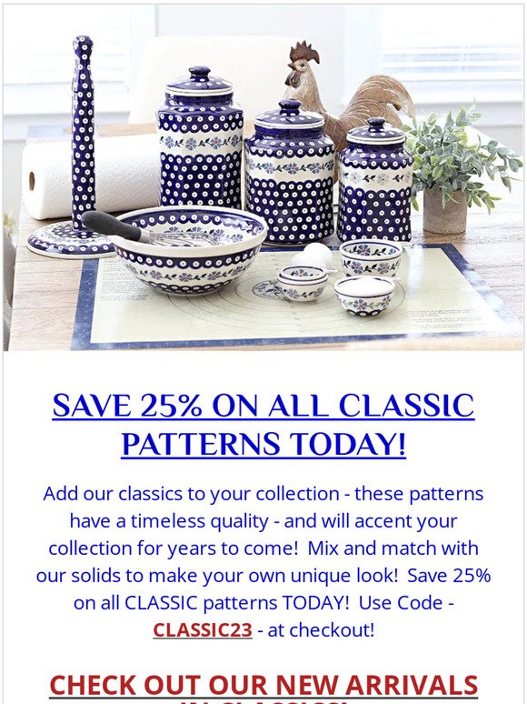 CLASSICS ARE FOREVER - SAVE 25% ON ALL CLASSIC PATTERNS TODAY