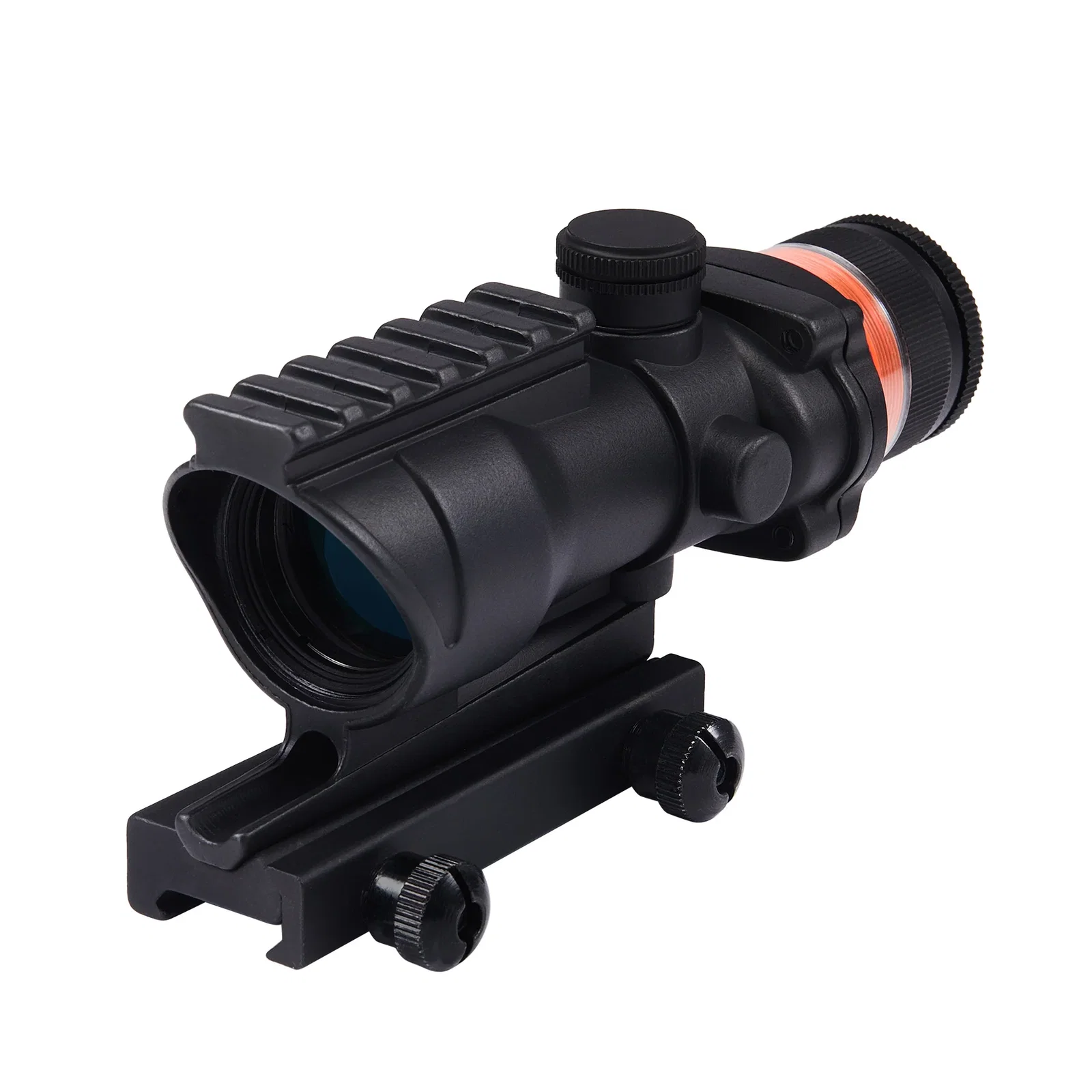4x32 Tactical Rifle Scope with True Fiber Optic Red Illuminated Crosshair & Picatinny Rail on Top