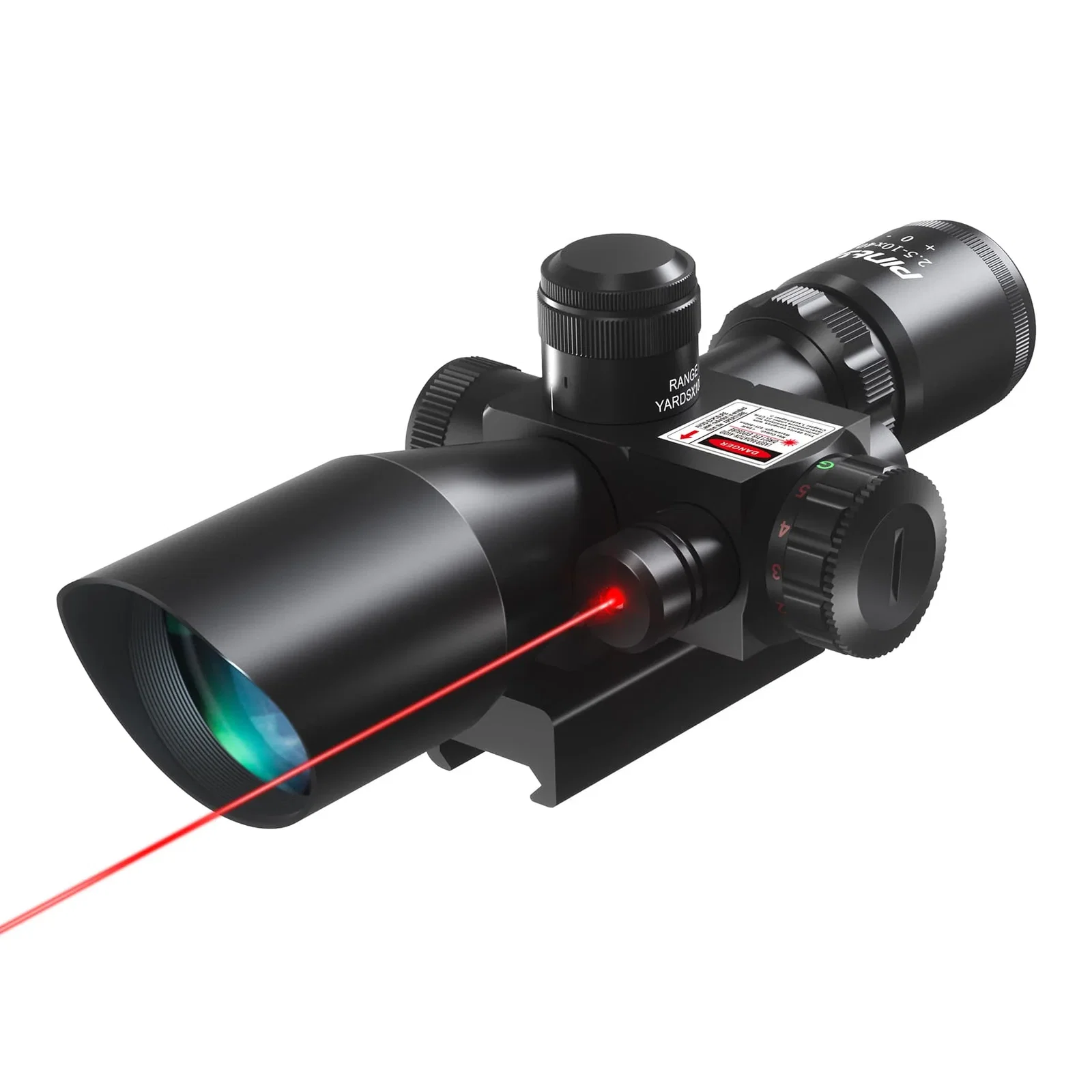 2.5-10x40mm Mil-dot Rifle Scope, Red&Green Illumination, Red Laser
