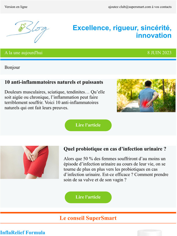 Super Smart 10 antiinflammatoires naturels et puissants Quel probiotique en cas d’infection