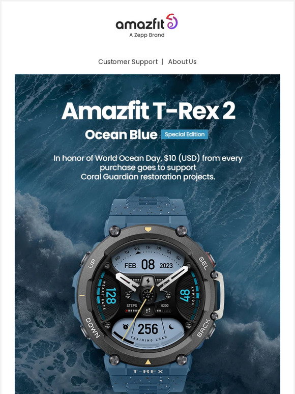 Amazfit celebrates World Ocean Day with T-Rex 2 Ocean Blue