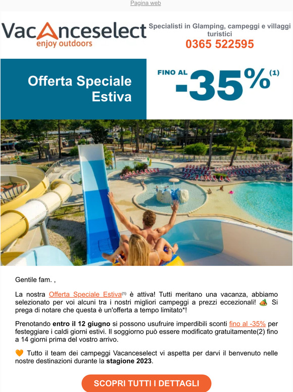 Offerta speciale estiva : fino al -35% di sconto