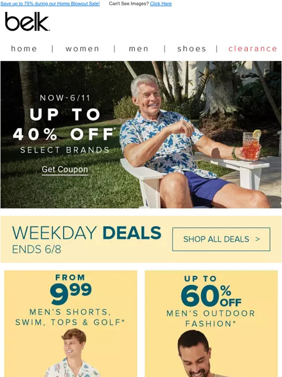 Belk Men's shorts, swim & more from 9.99 make the perfect Father's Day