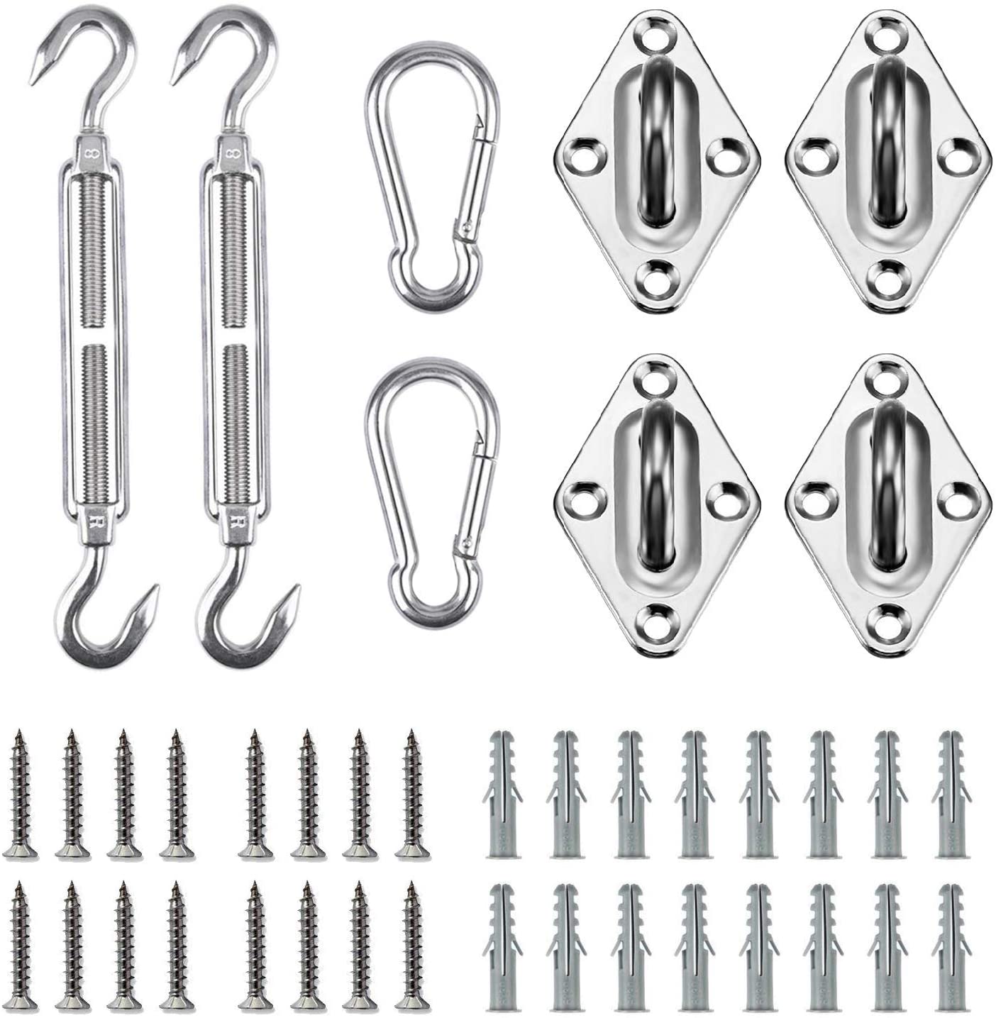 Sun Shade Sail Hardware Kit for Rectangle Square Shade Sail Outdoor Installation 304 Stainless Steel