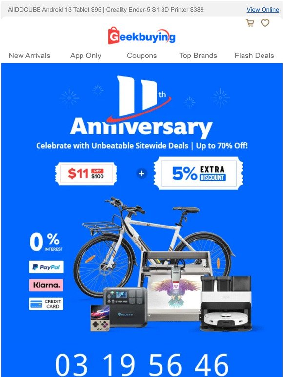 🎂11th Anniversary Sale | Max 70% Off + $60 OFF Coupon!