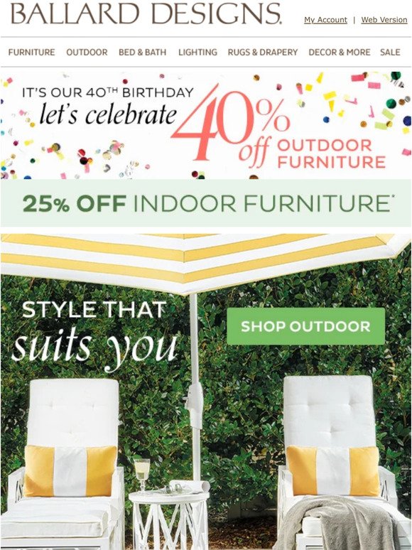 Seas the sale 🌊 40% off outdoor furniture