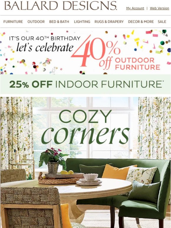 Indoor furniture = 25% off