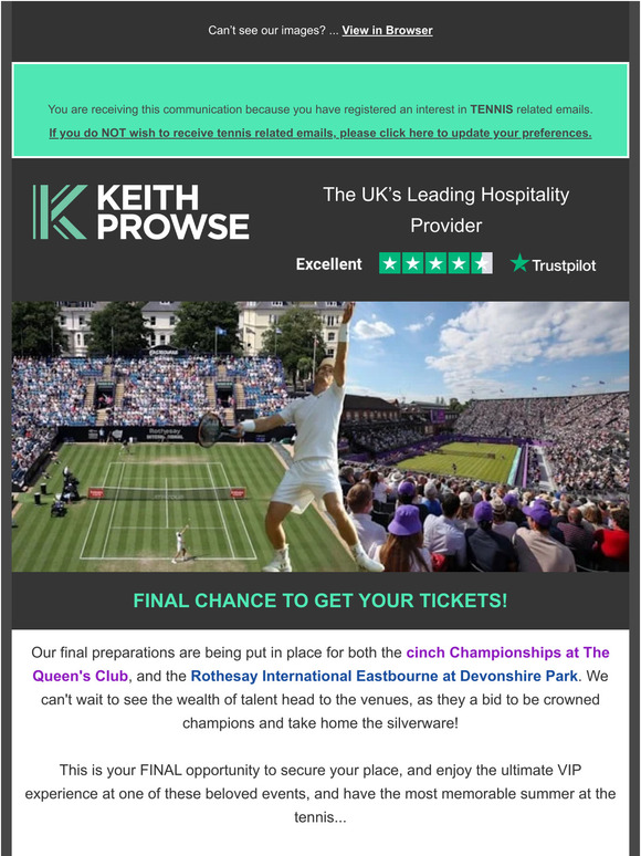 The Final Countdown 🎾; Queens and Eastbourne Hospitality