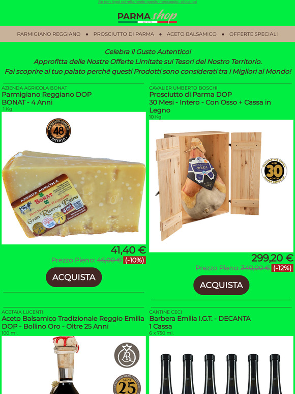 🇮🇹 🚨Scopri l'Essenza di Parma: (-48h) Offerte Limitate Strepitose sulle Prelibatezze di Parma