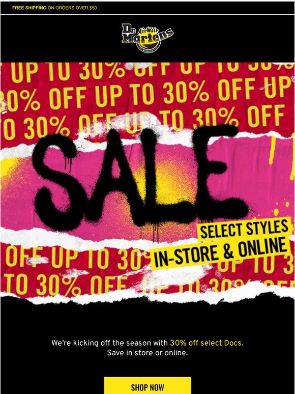 Up to 30% off starts now