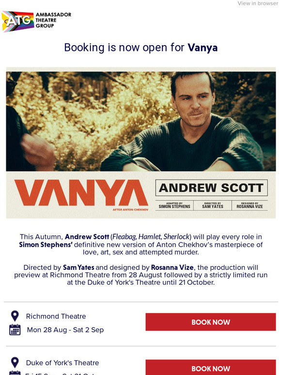 NOW ON SALE | Andrew Scott in Vanya