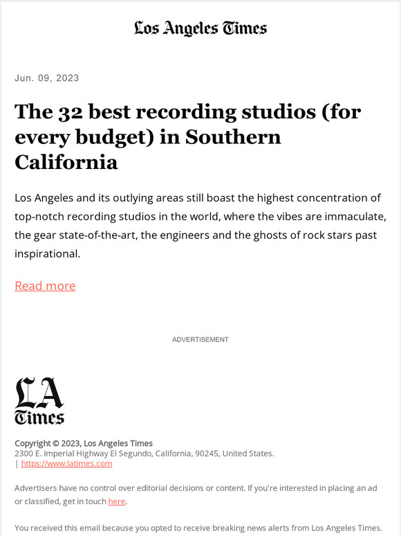 Los Angeles Times The 32 best recording studios in Southern California