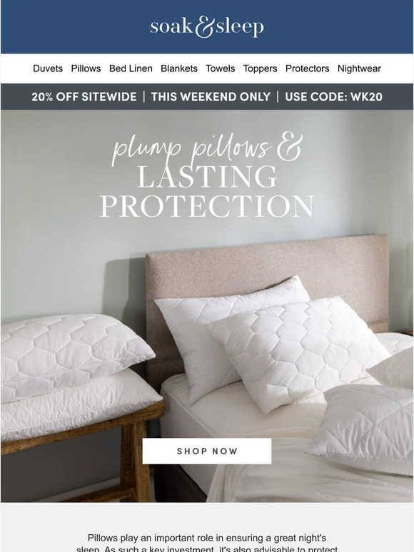 Soak And Sleep Plump Pillows for great sleep Milled