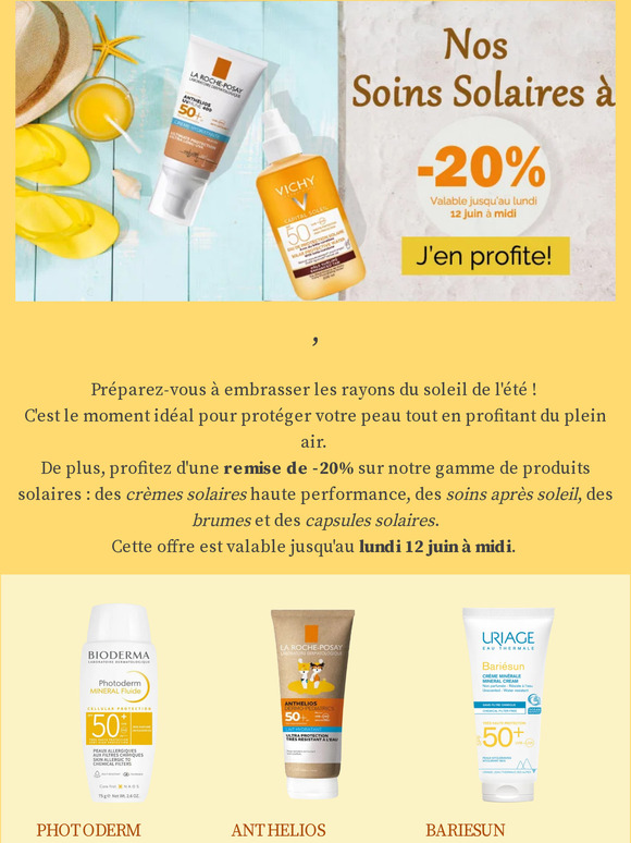 , Il fait beau ☀ : -20% sur les produits solaires 🌼