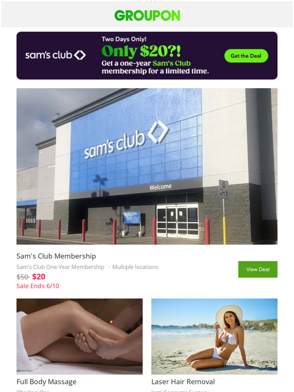 Limited Time Savings: Sam's Club Membership starting at $20!