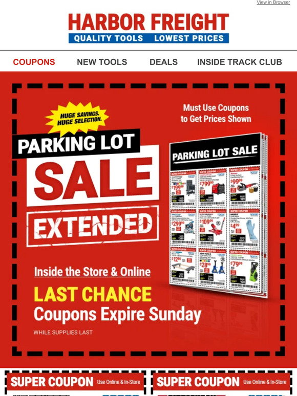 Harbor Freight Parking Lot Salenull