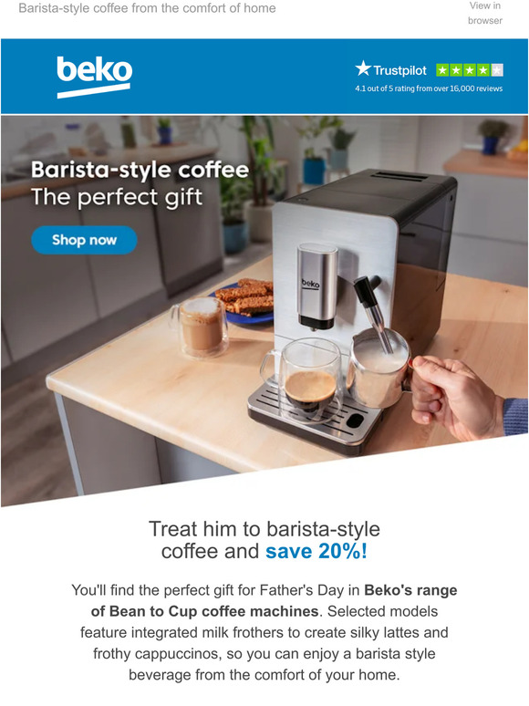—, treat Dad to barista-style coffee and get 20% off ☕