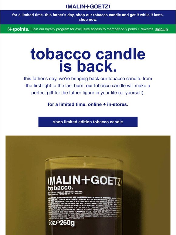 our tobacco candle is back.