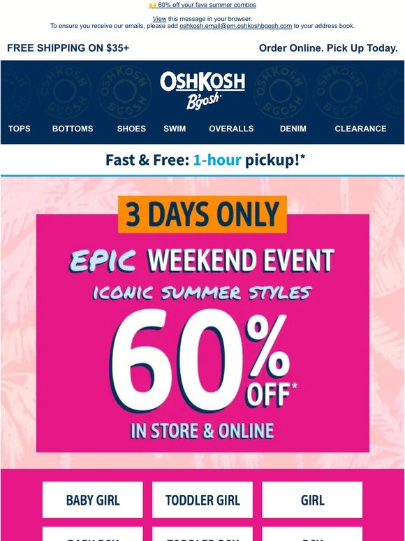 3 days only | 60% off EPIC WEEKEND deals