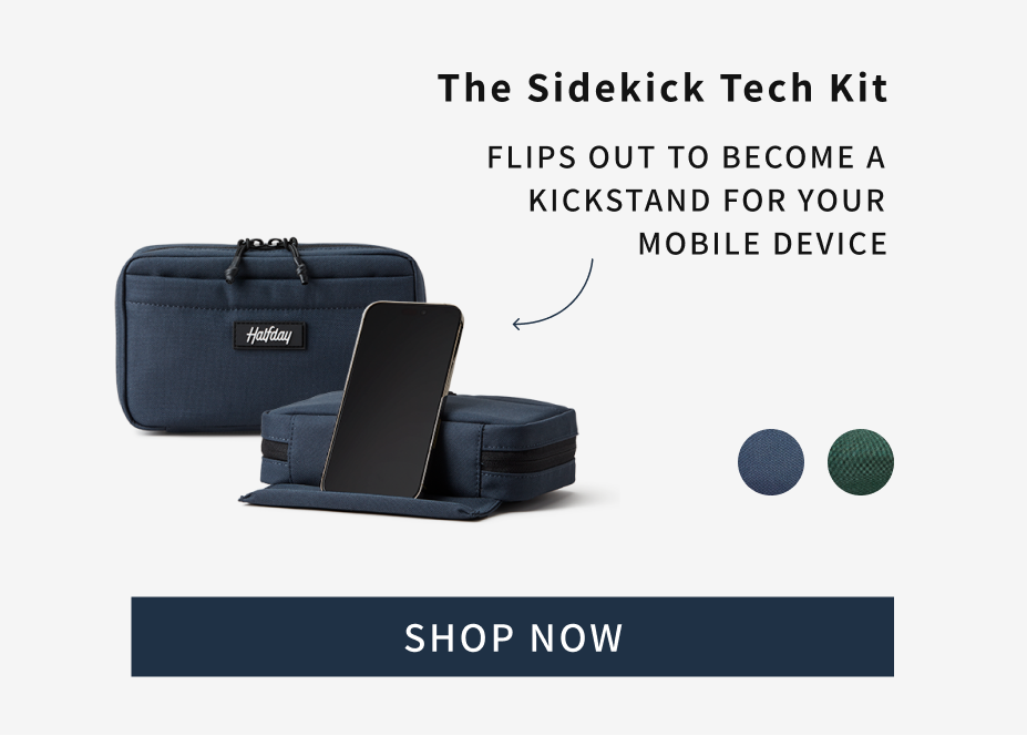 The Sidekick Tech Kit Flips out to become a kickstand for your device