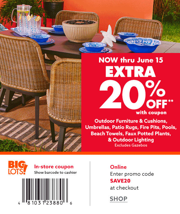 Big Lots 🚨 EXTRA 20 Off Patio Coupon + Crazy BIG savings on everyday