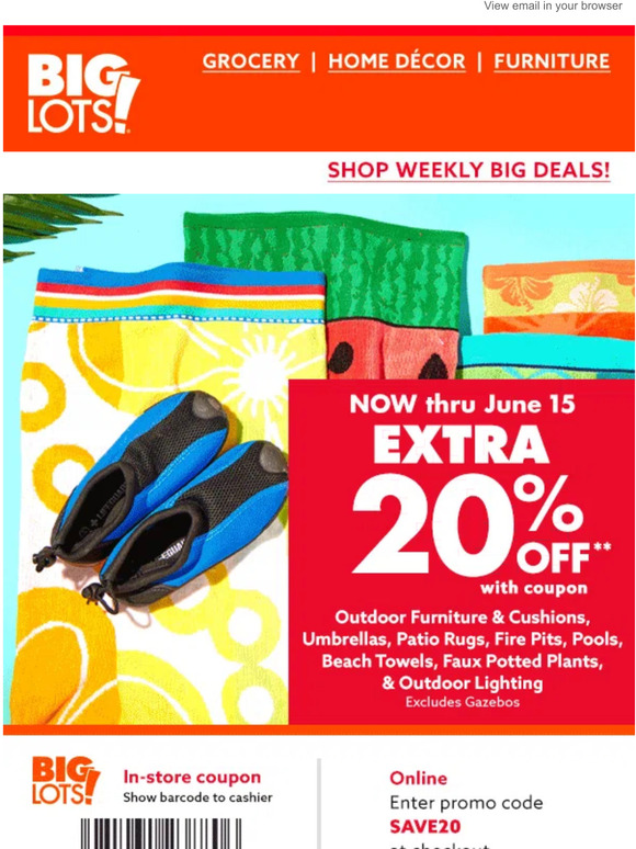Big Lots 🚨 EXTRA 20 Off Patio Coupon + Crazy BIG savings on everyday