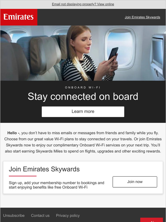 Stay connected with complimentary Onboard Wi-Fi